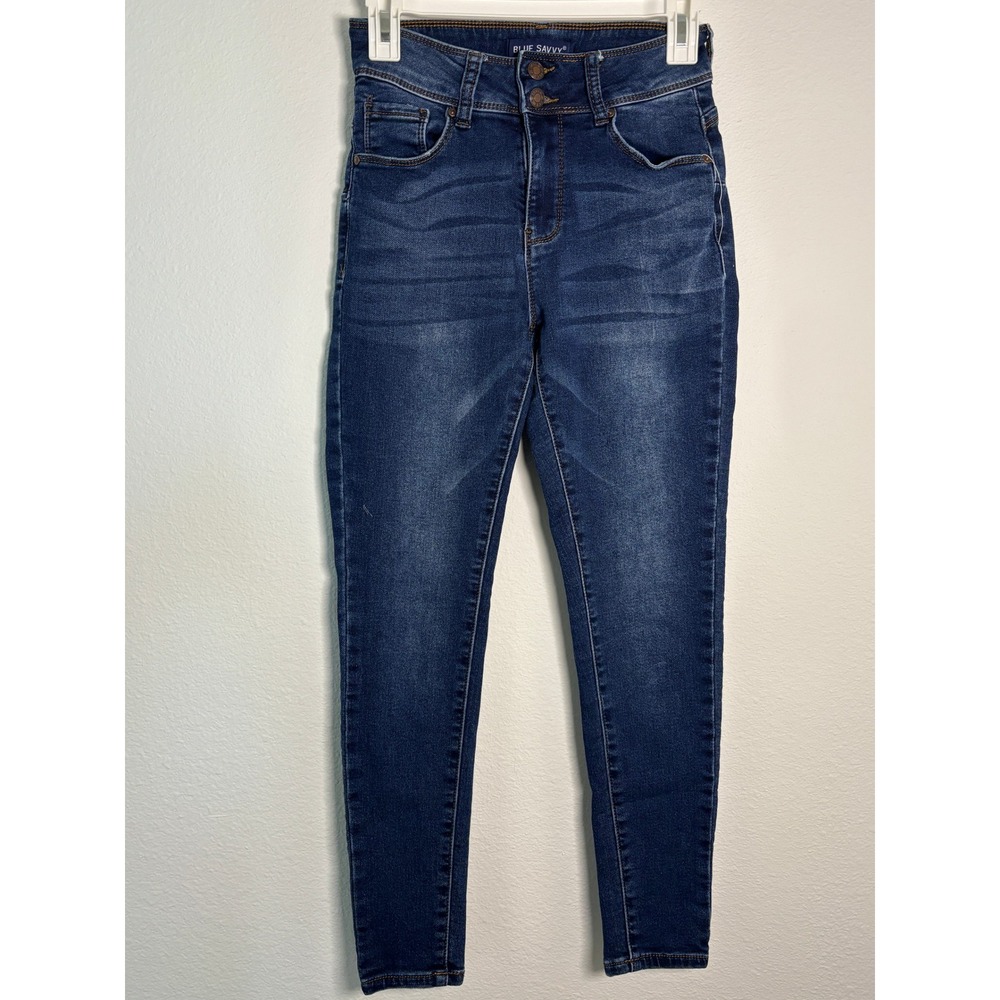 Blue Savvy Womens High Rise Skinny Jeans Dark Wash‎ Stretch Size 5/27 RN112642
